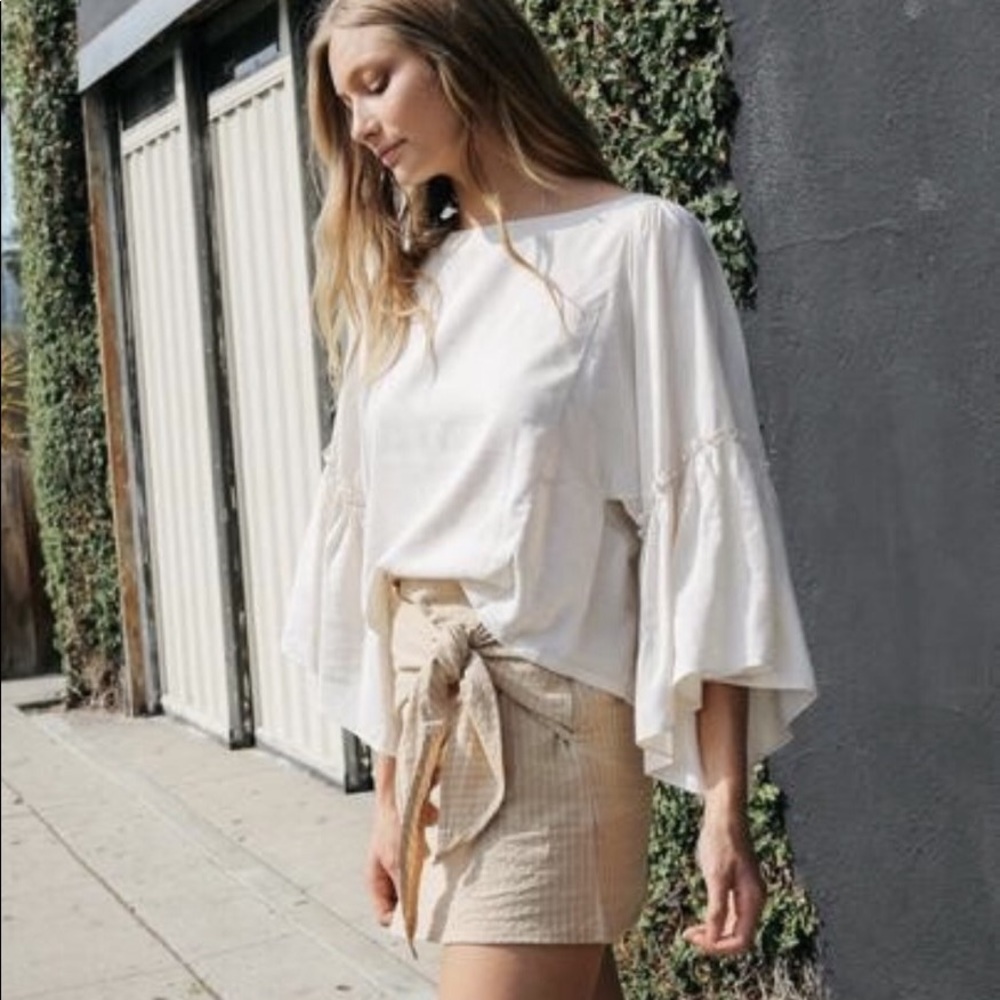 Grade & Gather Chloe Striped Wrap Skirt in Sand - Picture 4 of 6